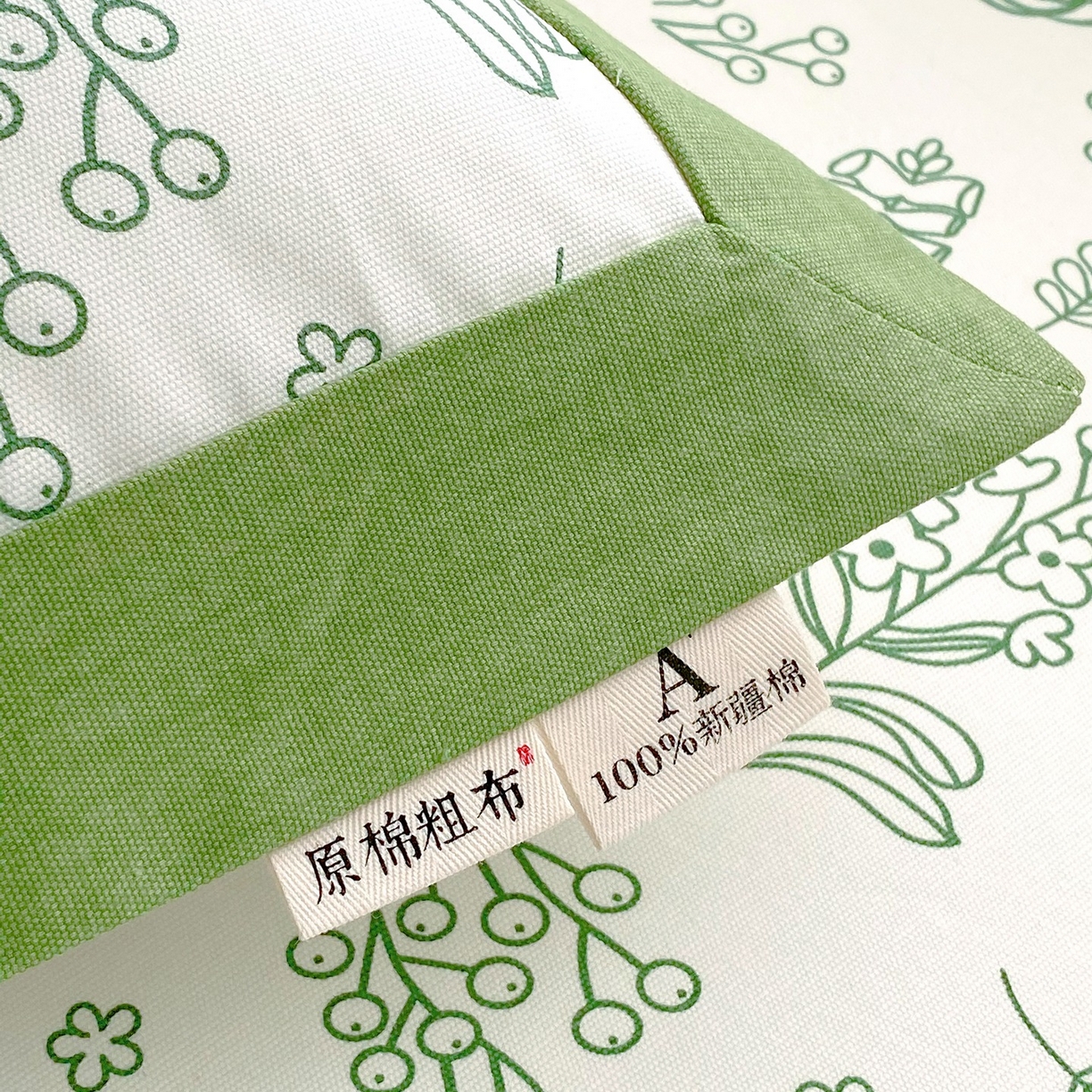 91家纺网 家纺一手货源 找家纺 春皖家纺 2026新款全棉老粗布工艺款单枕套枕套单件 浅韵-绿