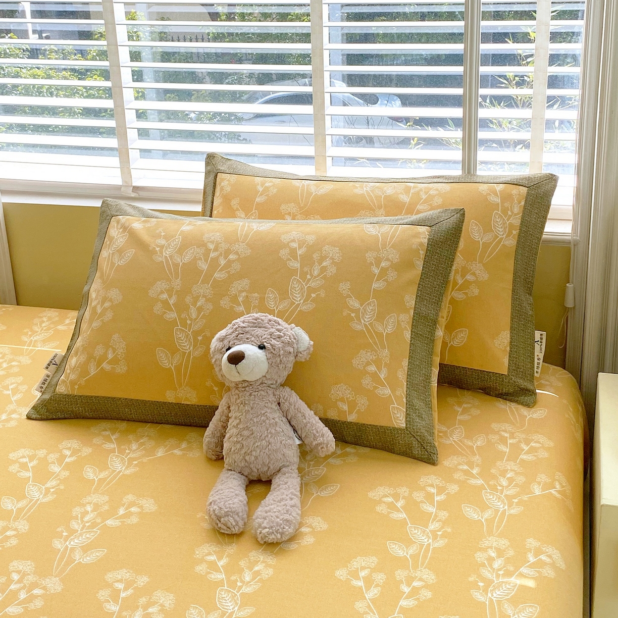 91家纺网 家纺一手货源 找家纺 春皖家纺 2026新款全棉老粗布工艺款单枕套枕套单件 如梦黄