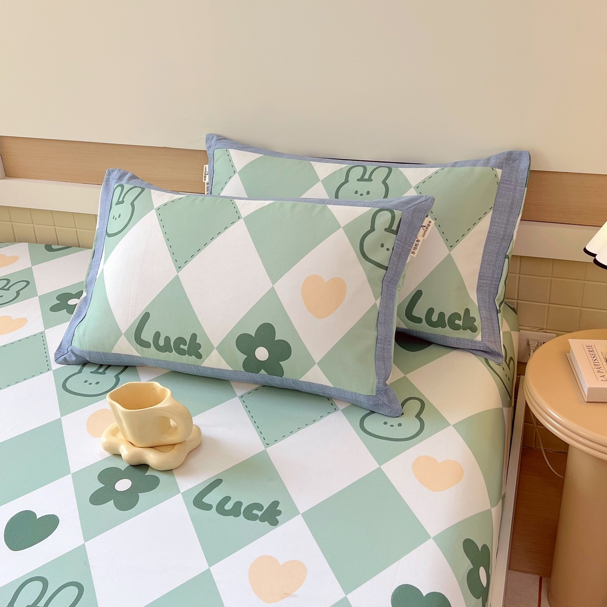 91家纺网 家纺一手货源 找家纺 春皖家纺 2026新款全棉老粗布工艺款单枕套枕套单件 幸运