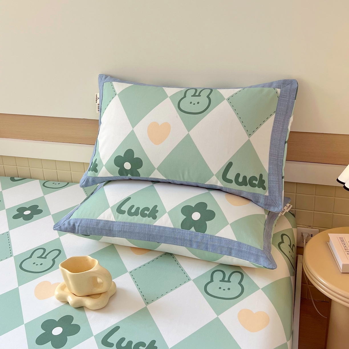 91家纺网 家纺一手货源 找家纺 春皖家纺 2026新款全棉老粗布工艺款单枕套枕套单件 幸运