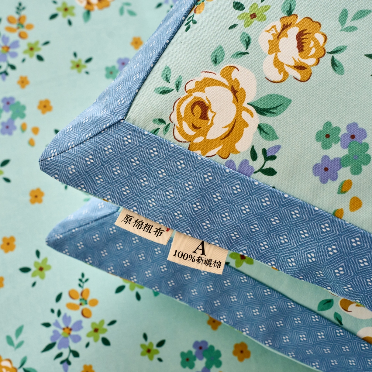 91家纺网 家纺一手货源 找家纺 春皖家纺 2026新款全棉老粗布工艺款单枕套枕套单件 绚烂