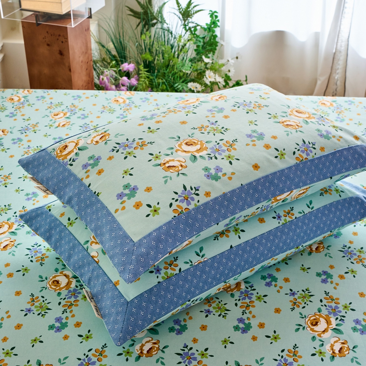 91家纺网 家纺一手货源 找家纺 春皖家纺 2026新款全棉老粗布工艺款单枕套枕套单件 绚烂