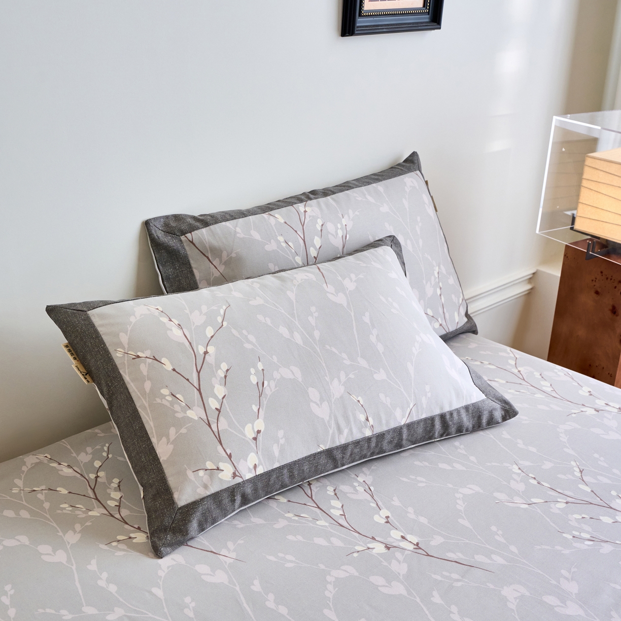 春皖家纺 2026新款全棉老粗布工艺款单枕套枕套单件 枝丫