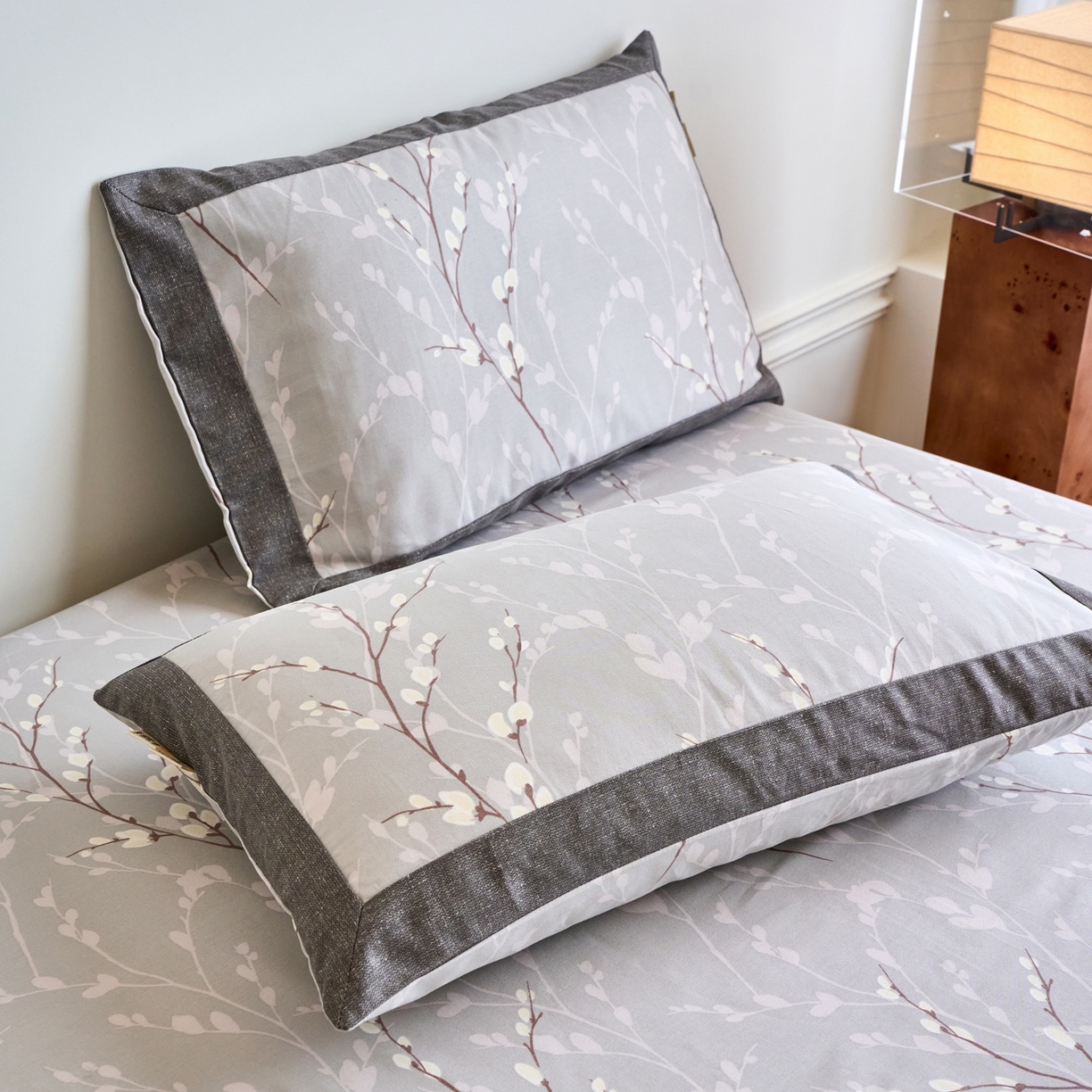 91家纺网 家纺一手货源 找家纺 春皖家纺 2026新款全棉老粗布工艺款单枕套枕套单件 枝丫