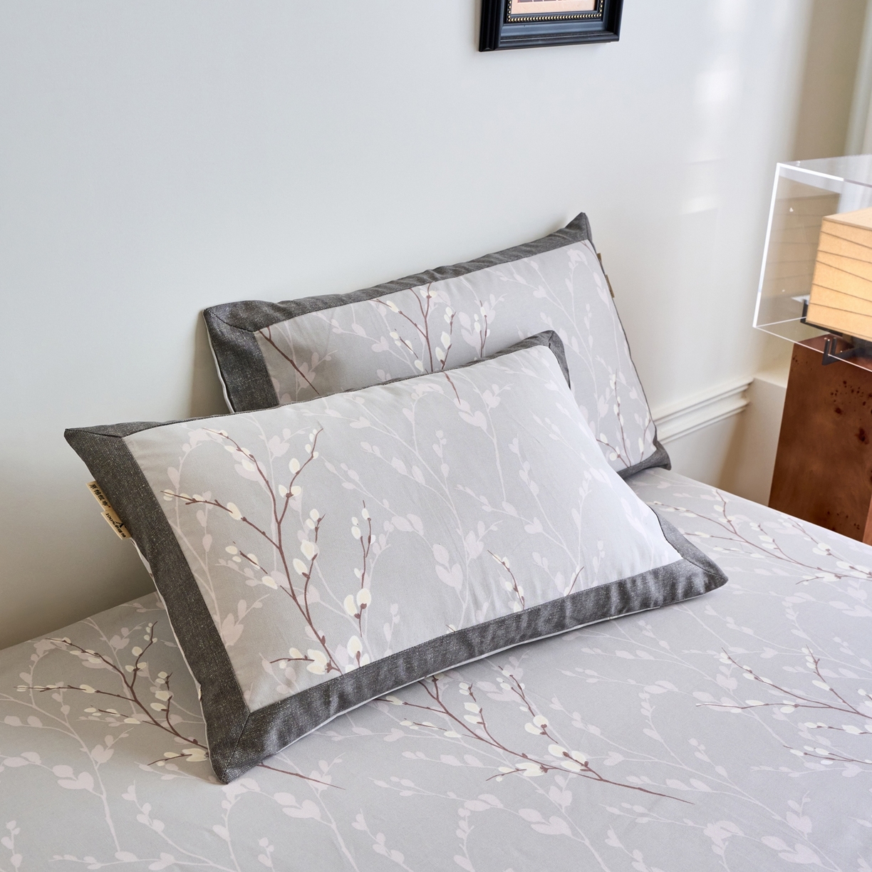 91家纺网 家纺一手货源 找家纺 春皖家纺 2026新款全棉老粗布工艺款单枕套枕套单件 枝丫