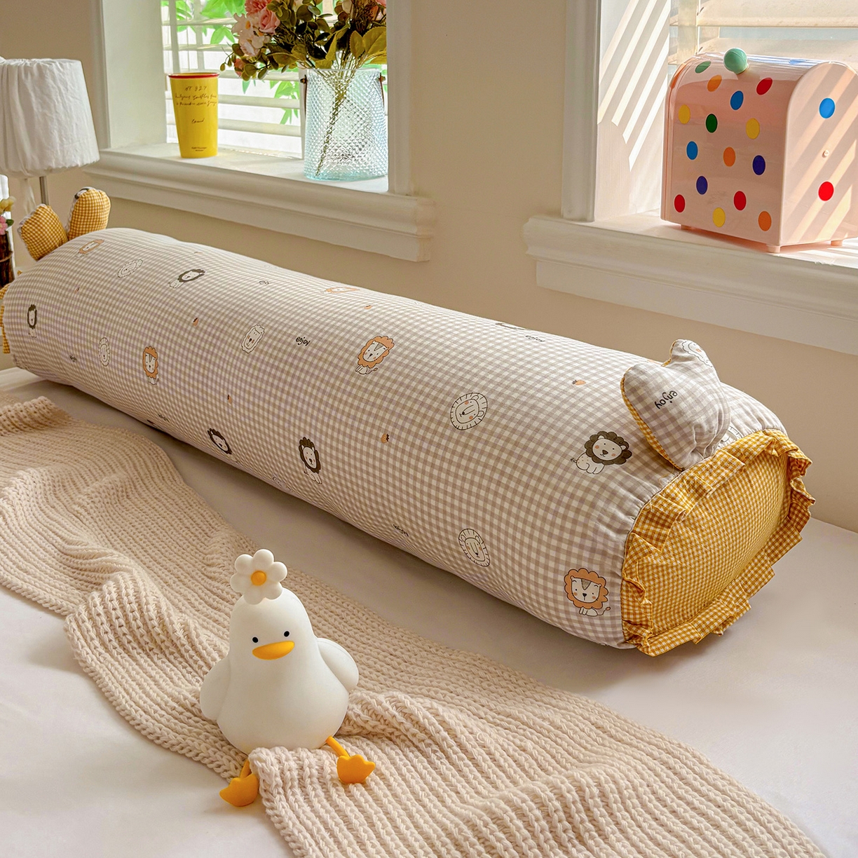 91家纺网 家纺一手货源 找家纺 （总）梦叶草 2026新款全棉双层纱双人枕加大情侣双人枕头兔耳抱枕