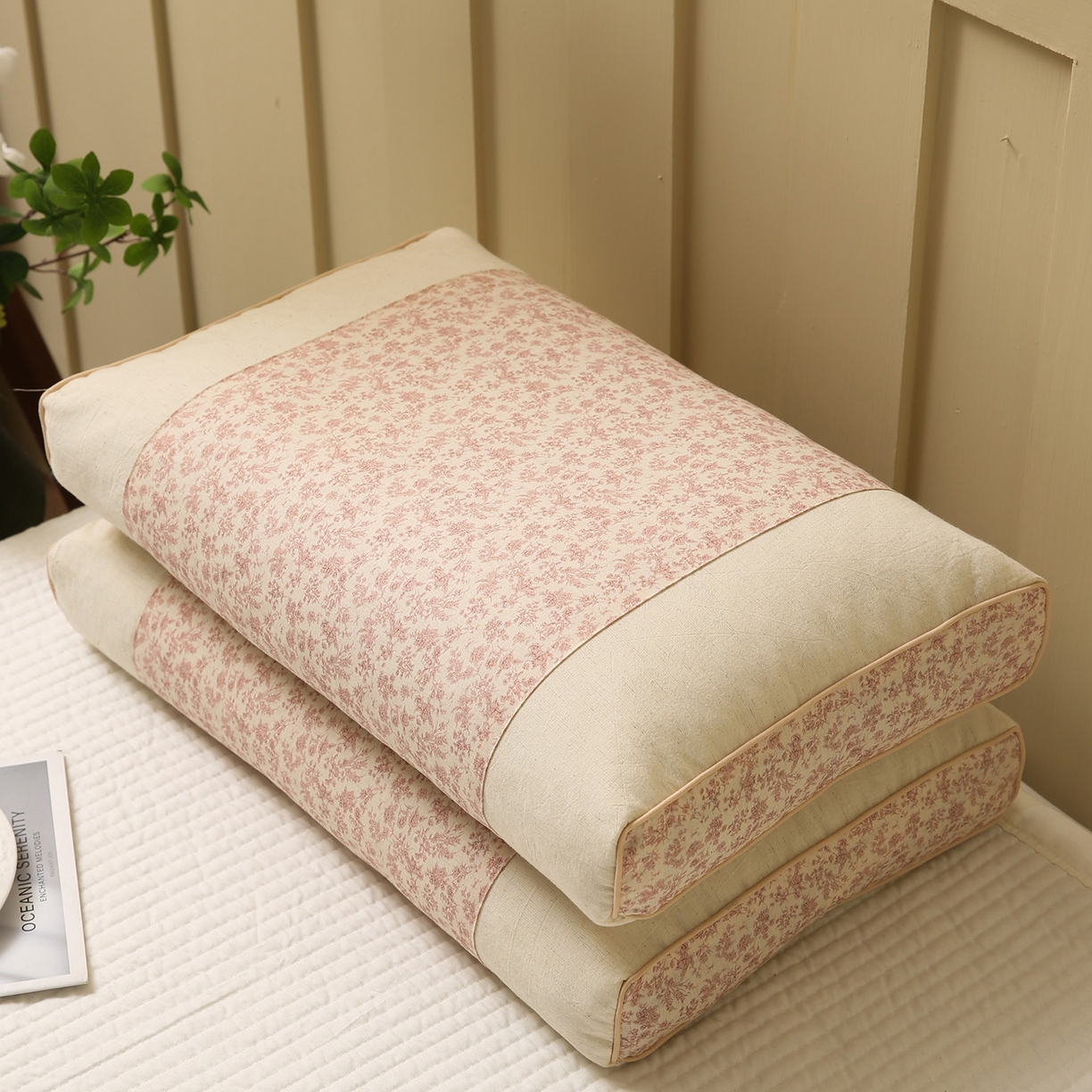 91家纺网 家纺一手货源 找家纺 梦叶草 2026新款全棉小碎花宫廷荞麦枕头枕芯 宫廷荞麦枕-小碎花粉