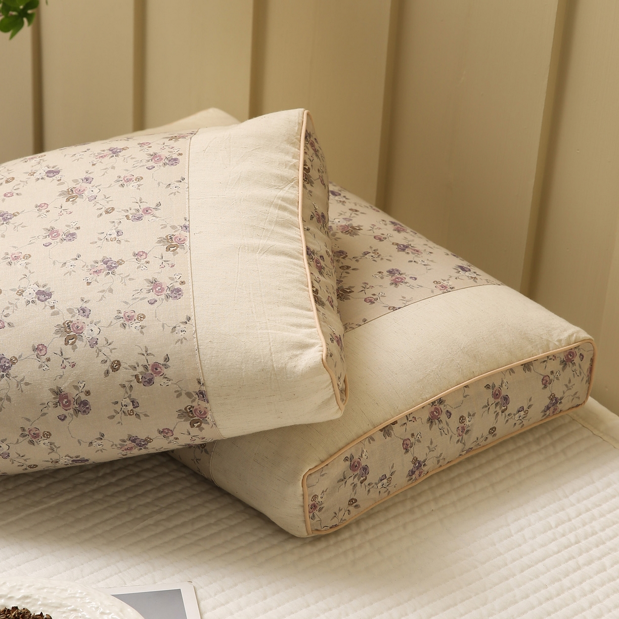 91家纺网 家纺一手货源 找家纺 梦叶草 2026新款全棉小碎花宫廷荞麦枕头枕芯 宫廷荞麦枕-小碎花紫