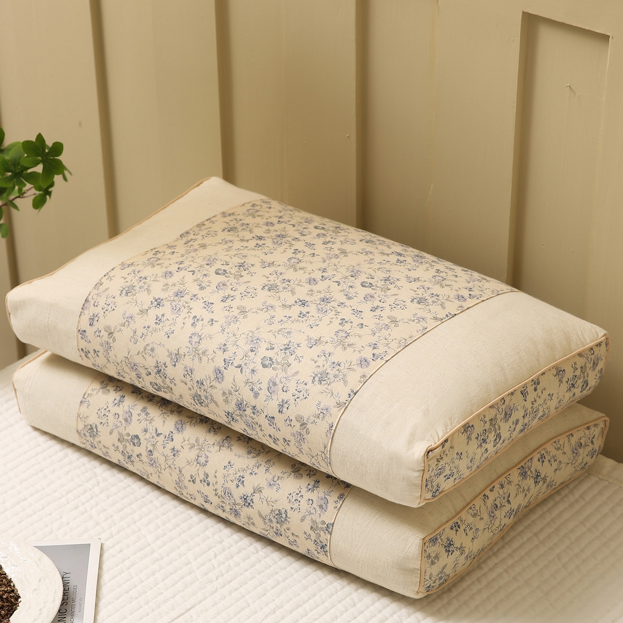 梦叶草 2026新款全棉小碎花宫廷荞麦枕头枕芯 宫廷荞麦枕-小碎花蓝