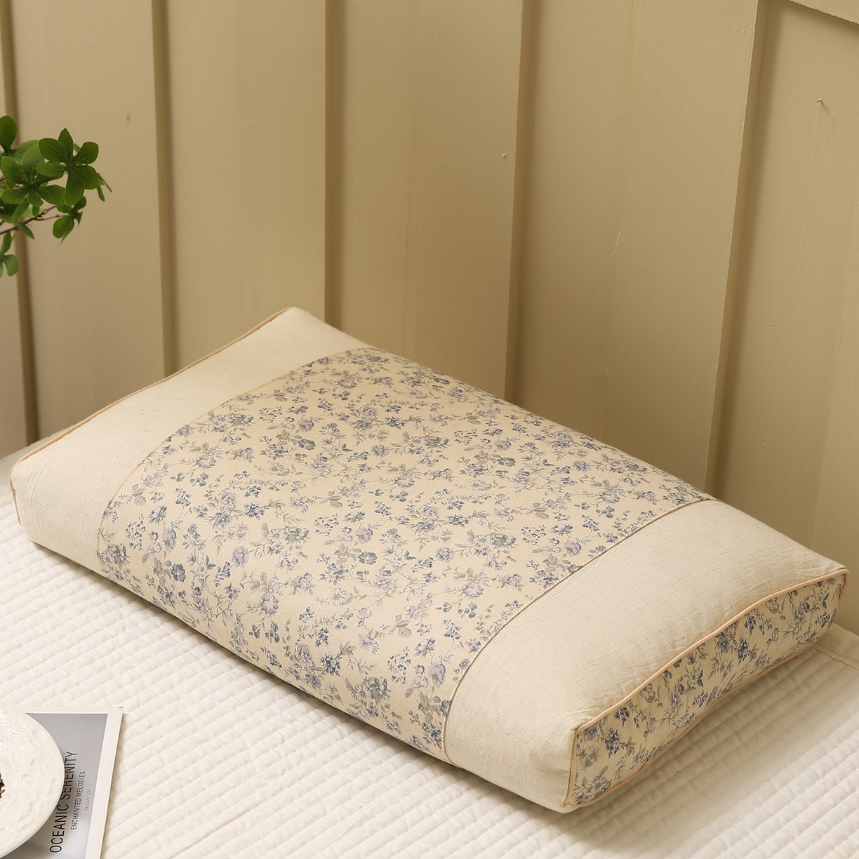 91家纺网 家纺一手货源 找家纺 梦叶草 2026新款全棉小碎花宫廷荞麦枕头枕芯 宫廷荞麦枕-小碎花蓝