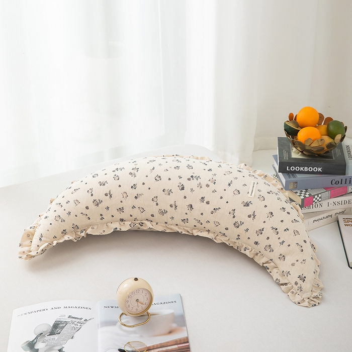 91家纺网 家纺一手货源 找家纺 梦叶草 2026新款全棉月亮枕加大情侣双人枕头 棉麻月亮枕-3号