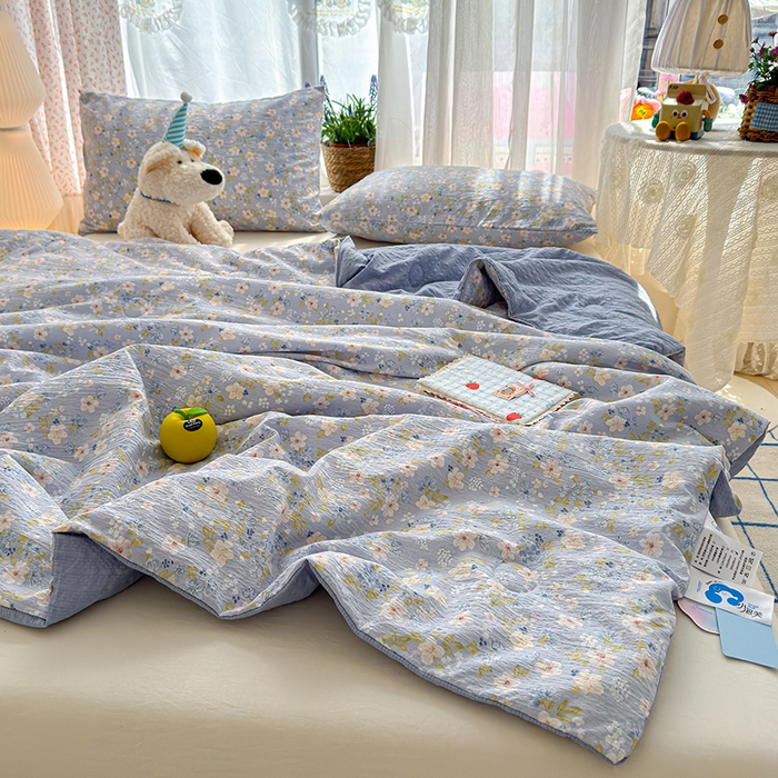 91家纺网 家纺一手货源 找家纺 （总）晚爱家纺（原晚安家居） 2026新款泡芙棉夏被双层纱泡泡纱空调被小清新夏凉被