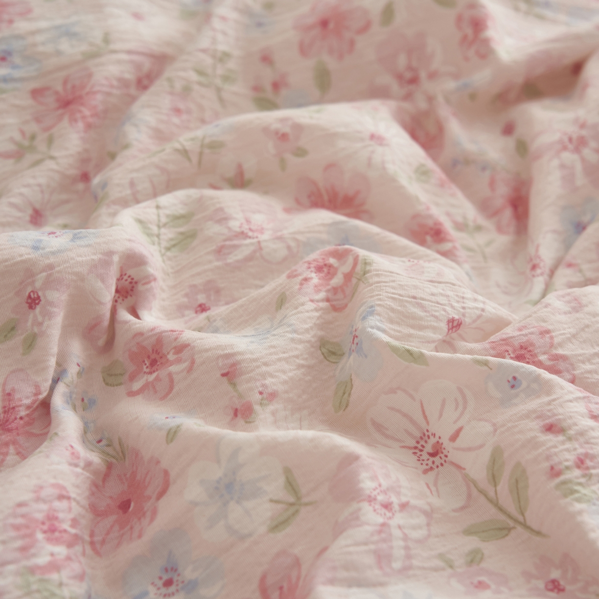 91家纺网 家纺一手货源 找家纺 （总）晨曦家纺 2026春夏新款皱雾纱泡芙纱水洗少女ins风韩版四件套