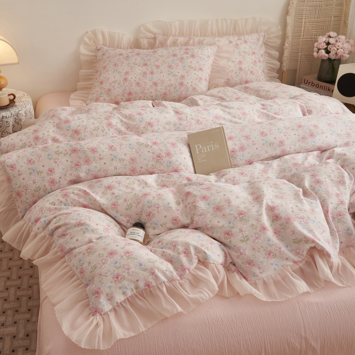 91家纺网 家纺一手货源 找家纺 （总）晨曦家纺 2026春夏新款皱雾纱泡芙纱水洗少女ins风韩版四件套