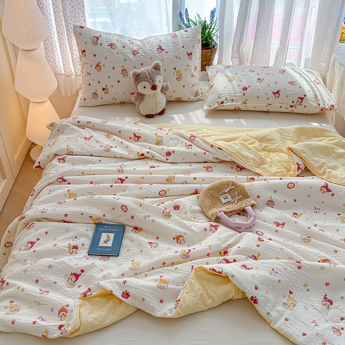 91家纺网 家纺一手货源 找家纺 （总）晚爱家纺（原晚安家居） 2026新款泡芙棉夏被双层纱泡泡纱空调被小清新夏凉被