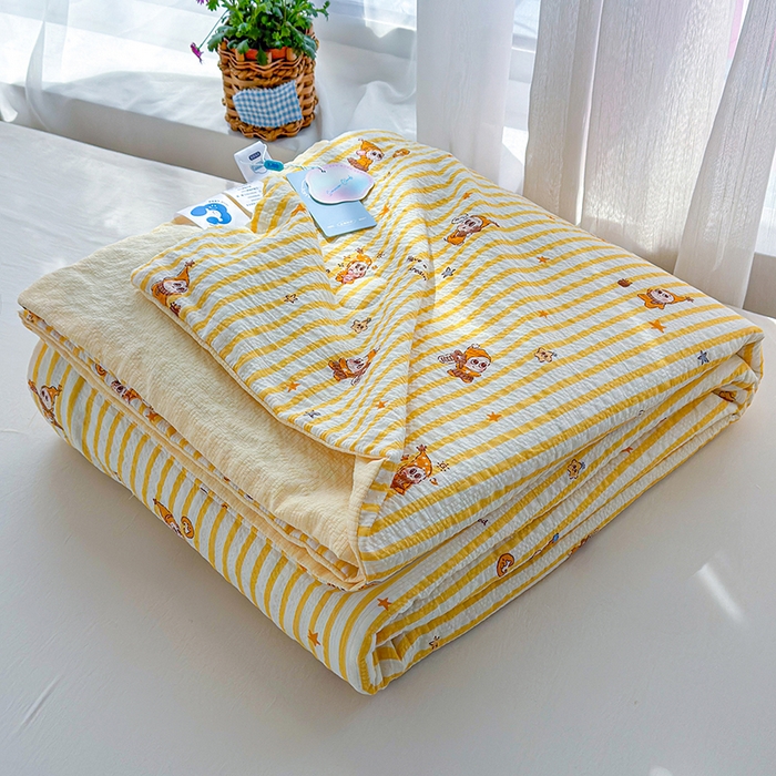 91家纺网 家纺一手货源 找家纺 晚爱家纺（原晚安家居） 2026新款泡芙棉夏被双层纱泡泡纱空调被小清新夏凉被 星宝贝