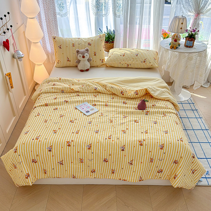 91家纺网 家纺一手货源 找家纺 晚爱家纺（原晚安家居） 2026新款泡芙棉夏被双层纱泡泡纱空调被小清新夏凉被 星宝贝