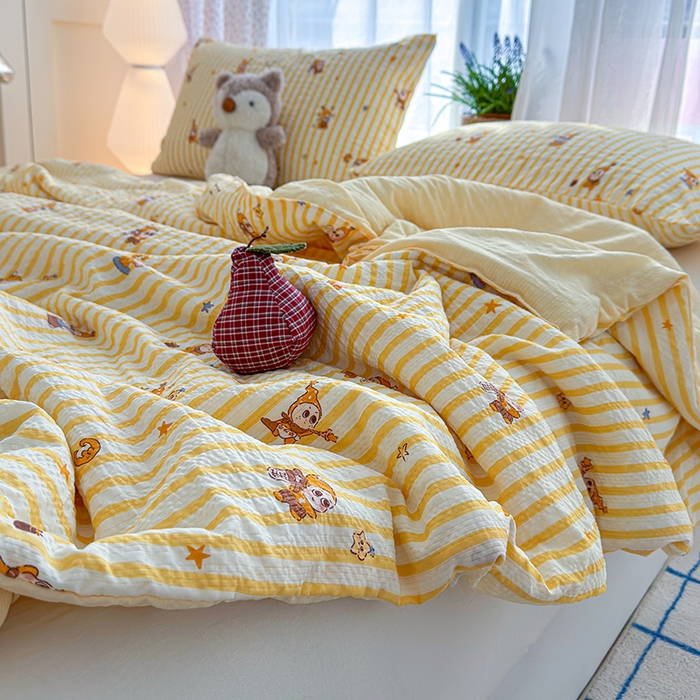 91家纺网 家纺一手货源 找家纺 晚爱家纺（原晚安家居） 2026新款泡芙棉夏被双层纱泡泡纱空调被小清新夏凉被 星宝贝