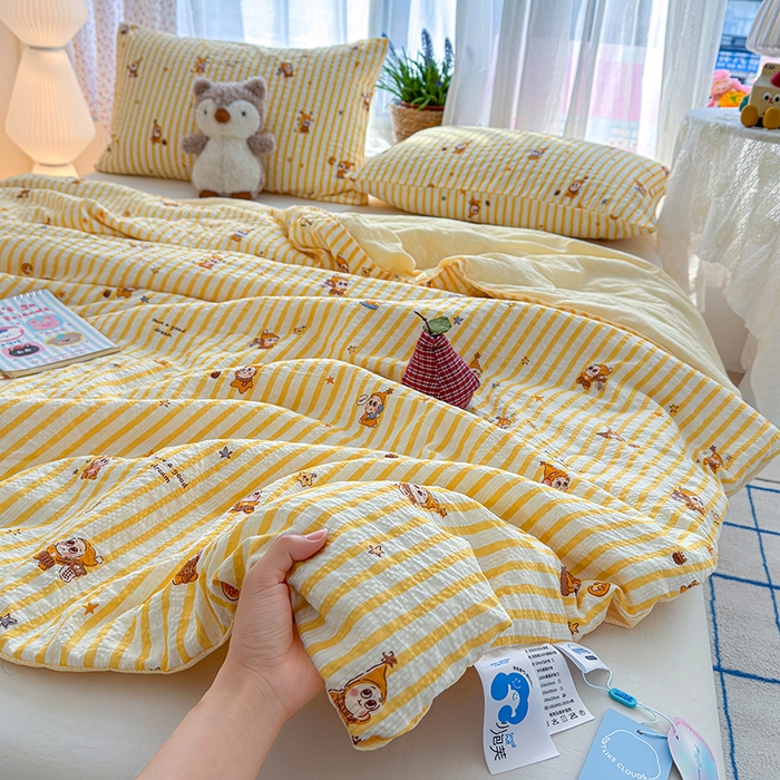 91家纺网 家纺一手货源 找家纺 晚爱家纺（原晚安家居） 2026新款泡芙棉夏被双层纱泡泡纱空调被小清新夏凉被 星宝贝