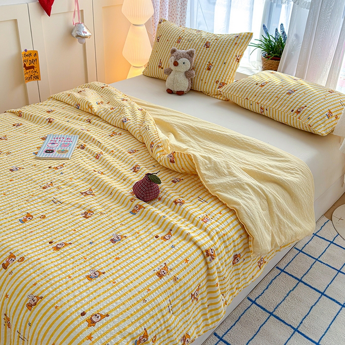 91家纺网 家纺一手货源 找家纺 晚爱家纺（原晚安家居） 2026新款泡芙棉夏被双层纱泡泡纱空调被小清新夏凉被 星宝贝