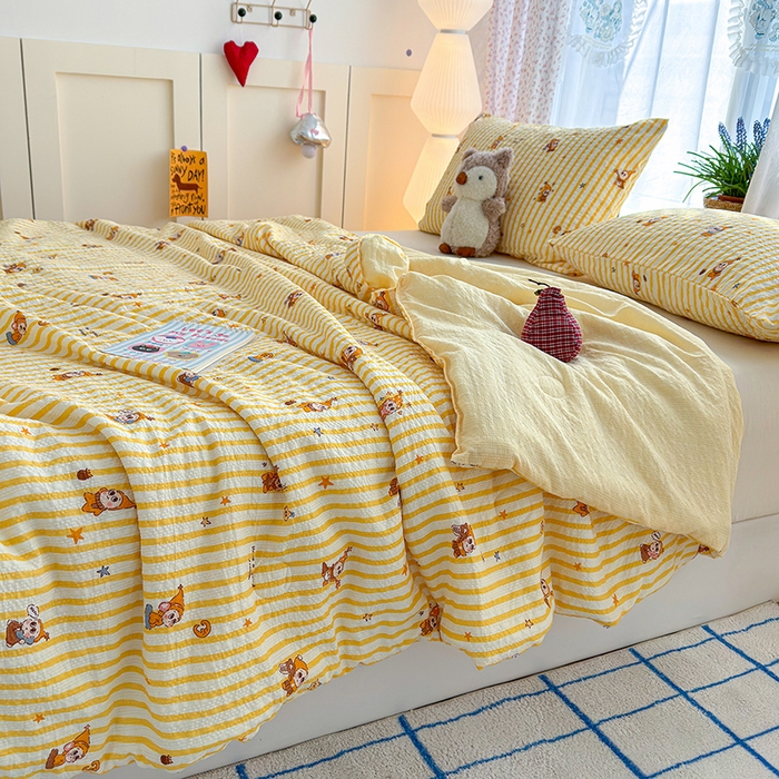 91家纺网 家纺一手货源 找家纺 晚爱家纺（原晚安家居） 2026新款泡芙棉夏被双层纱泡泡纱空调被小清新夏凉被 星宝贝