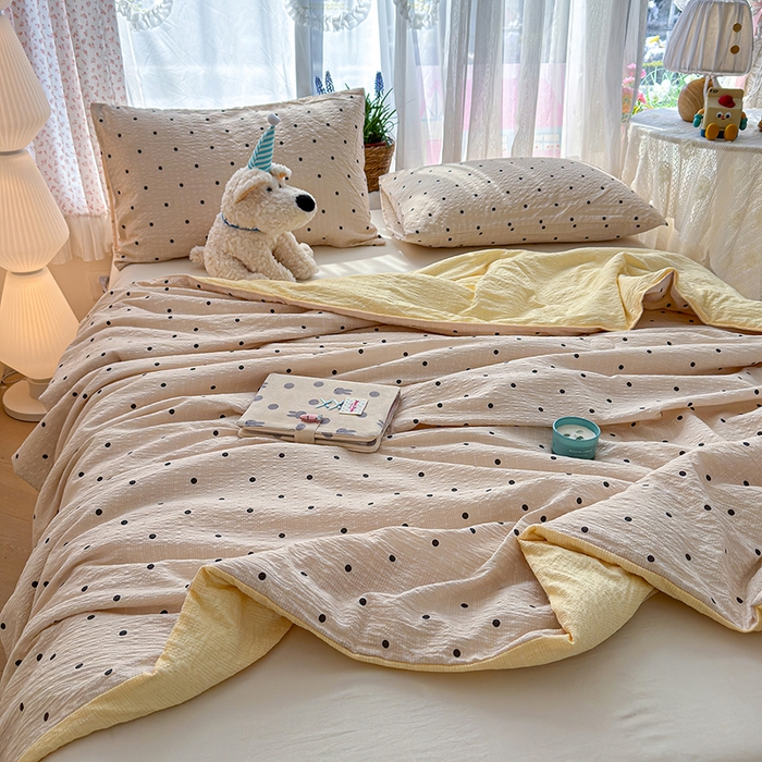 91家纺网 家纺一手货源 找家纺 晚爱家纺（原晚安家居） 2026新款泡芙棉夏被双层纱泡泡纱空调被小清新夏凉被 珍珠奶茶