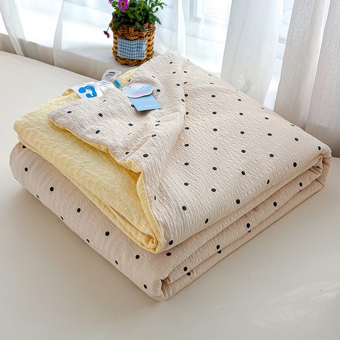 91家纺网 家纺一手货源 找家纺 晚爱家纺（原晚安家居） 2026新款泡芙棉夏被双层纱泡泡纱空调被小清新夏凉被 珍珠奶茶