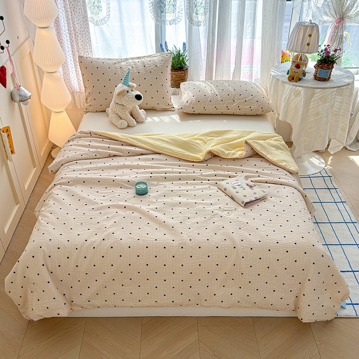 91家纺网 家纺一手货源 找家纺 晚爱家纺（原晚安家居） 2026新款泡芙棉夏被双层纱泡泡纱空调被小清新夏凉被 珍珠奶茶