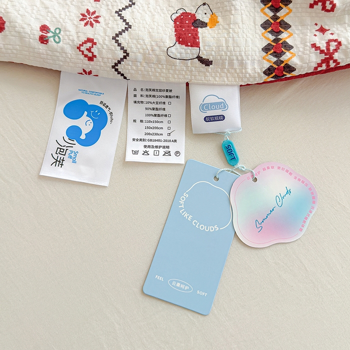 91家纺网 家纺一手货源 找家纺 晚爱家纺（原晚安家居） 2026新款泡芙棉夏被双层纱泡泡纱空调被小清新夏凉被 费尔岛小狗