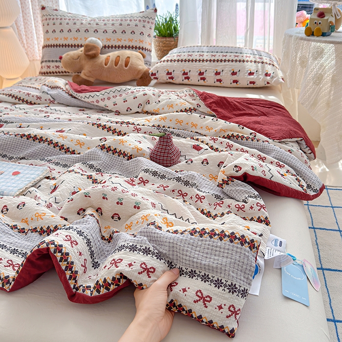91家纺网 家纺一手货源 找家纺 晚爱家纺（原晚安家居） 2026新款泡芙棉夏被双层纱泡泡纱空调被小清新夏凉被 费尔岛小狗