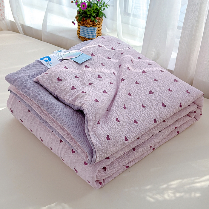 91家纺网 家纺一手货源 找家纺 晚爱家纺（原晚安家居） 2026新款泡芙棉夏被双层纱泡泡纱空调被小清新夏凉被 芋泥波波