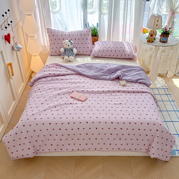 91家纺网 家纺一手货源 找家纺 晚爱家纺（原晚安家居） 2026新款泡芙棉夏被双层纱泡泡纱空调被小清新夏凉被 芋泥波波