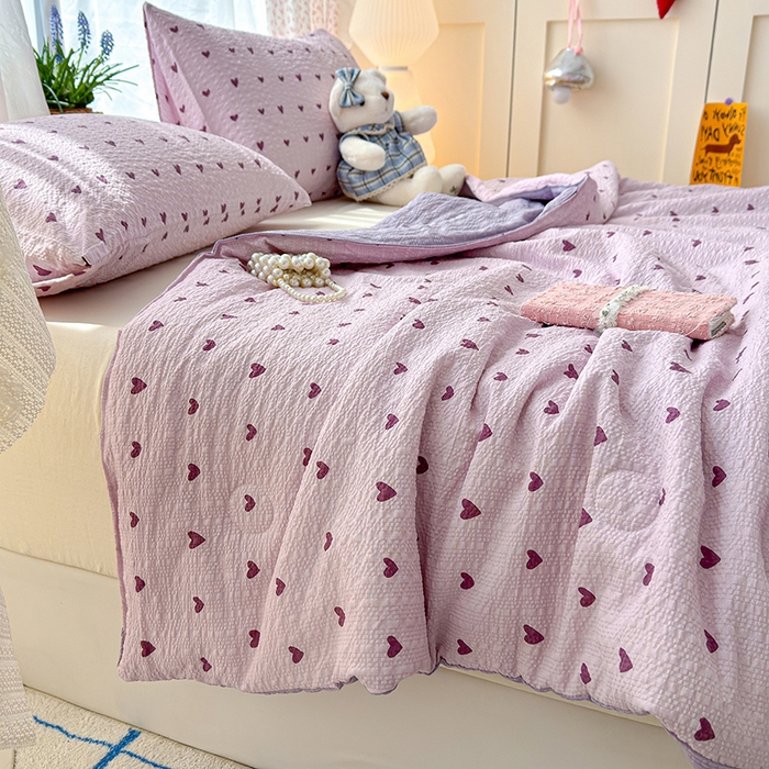 91家纺网 家纺一手货源 找家纺 晚爱家纺（原晚安家居） 2026新款泡芙棉夏被双层纱泡泡纱空调被小清新夏凉被 芋泥波波