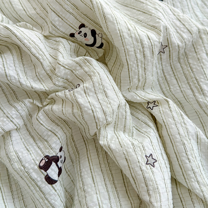 91家纺网 家纺一手货源 找家纺 晚爱家纺（原晚安家居） 2026新款泡芙棉夏被双层纱泡泡纱空调被小清新夏凉被 大熊猫