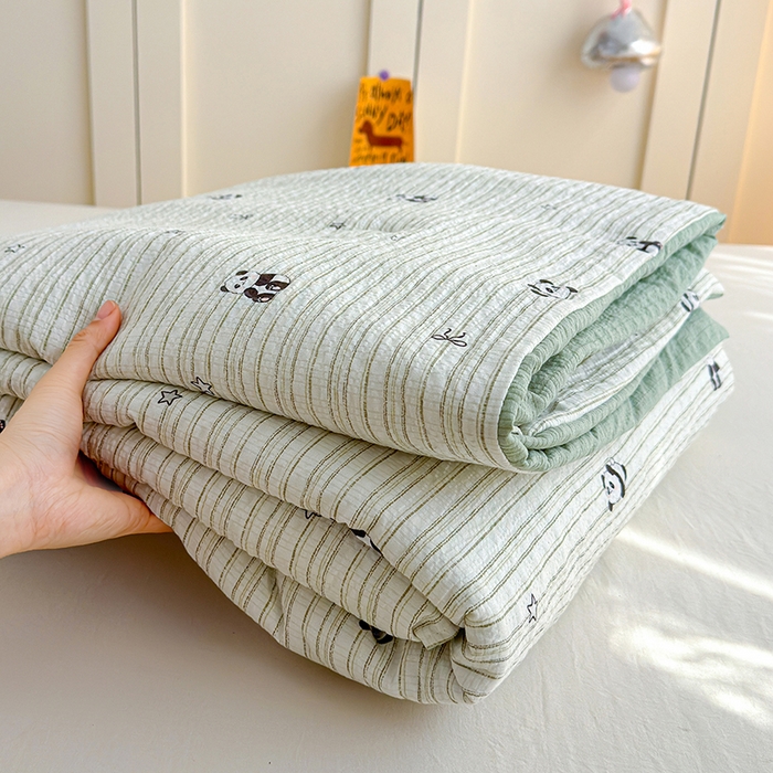 91家纺网 家纺一手货源 找家纺 晚爱家纺（原晚安家居） 2026新款泡芙棉夏被双层纱泡泡纱空调被小清新夏凉被 大熊猫