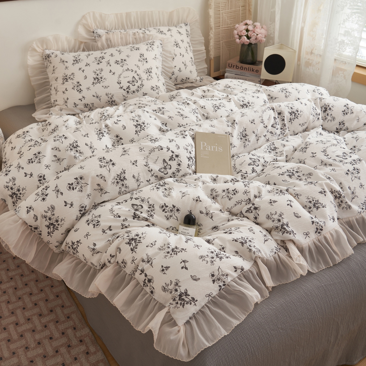 91家纺网 家纺一手货源 找家纺 （总）晨曦家纺 2026春夏新款皱雾纱泡芙纱水洗少女ins风韩版四件套