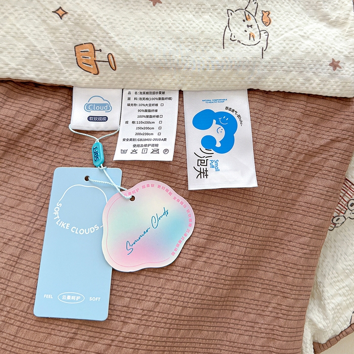 91家纺网 家纺一手货源 找家纺 晚爱家纺（原晚安家居） 2026新款泡芙棉夏被双层纱泡泡纱空调被小清新夏凉被 喵星人