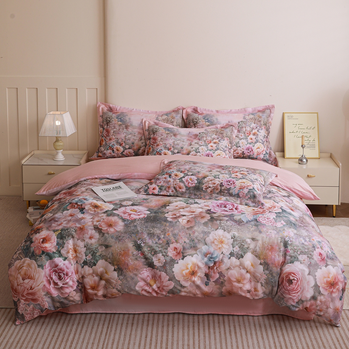 91家纺网 家纺一手货源 找家纺 （总）朵希曼 2026新款全棉纯棉大版定位13376数码印花系列四件套