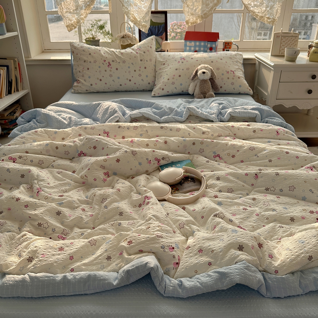 91家纺网 家纺一手货源 找家纺 梵克保罗 2026新款10A抗菌泡芙棉夏被被子被芯 泡芙棉-躲猫猫