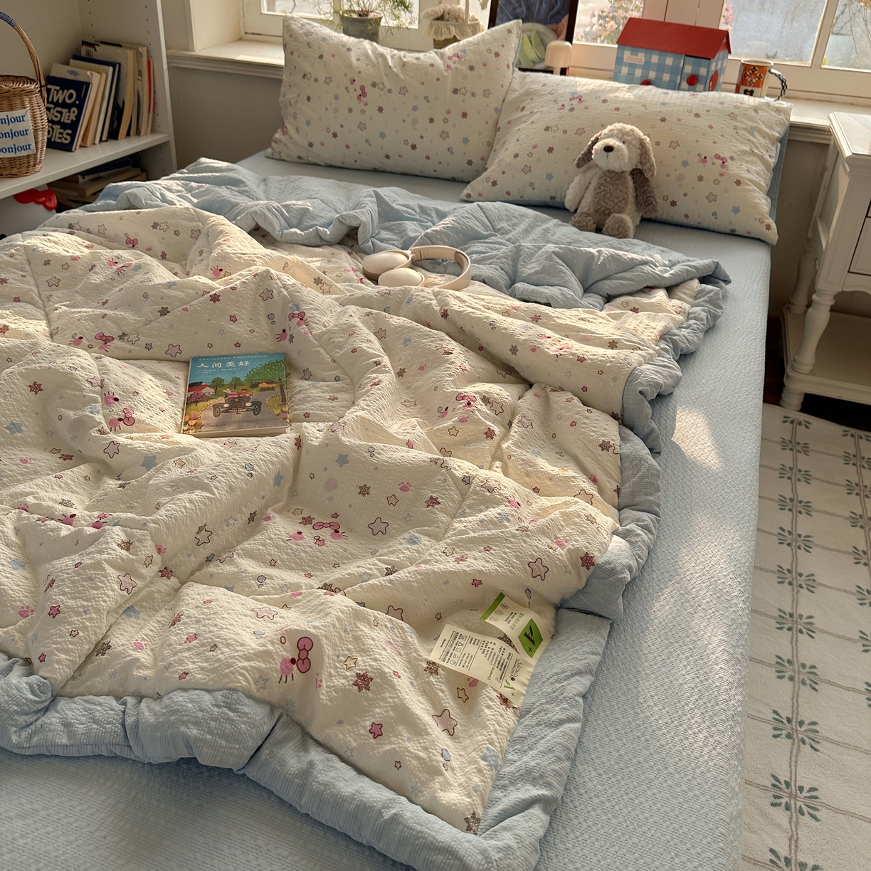 91家纺网 家纺一手货源 找家纺 梵克保罗 2026新款10A抗菌泡芙棉夏被被子被芯 泡芙棉-躲猫猫