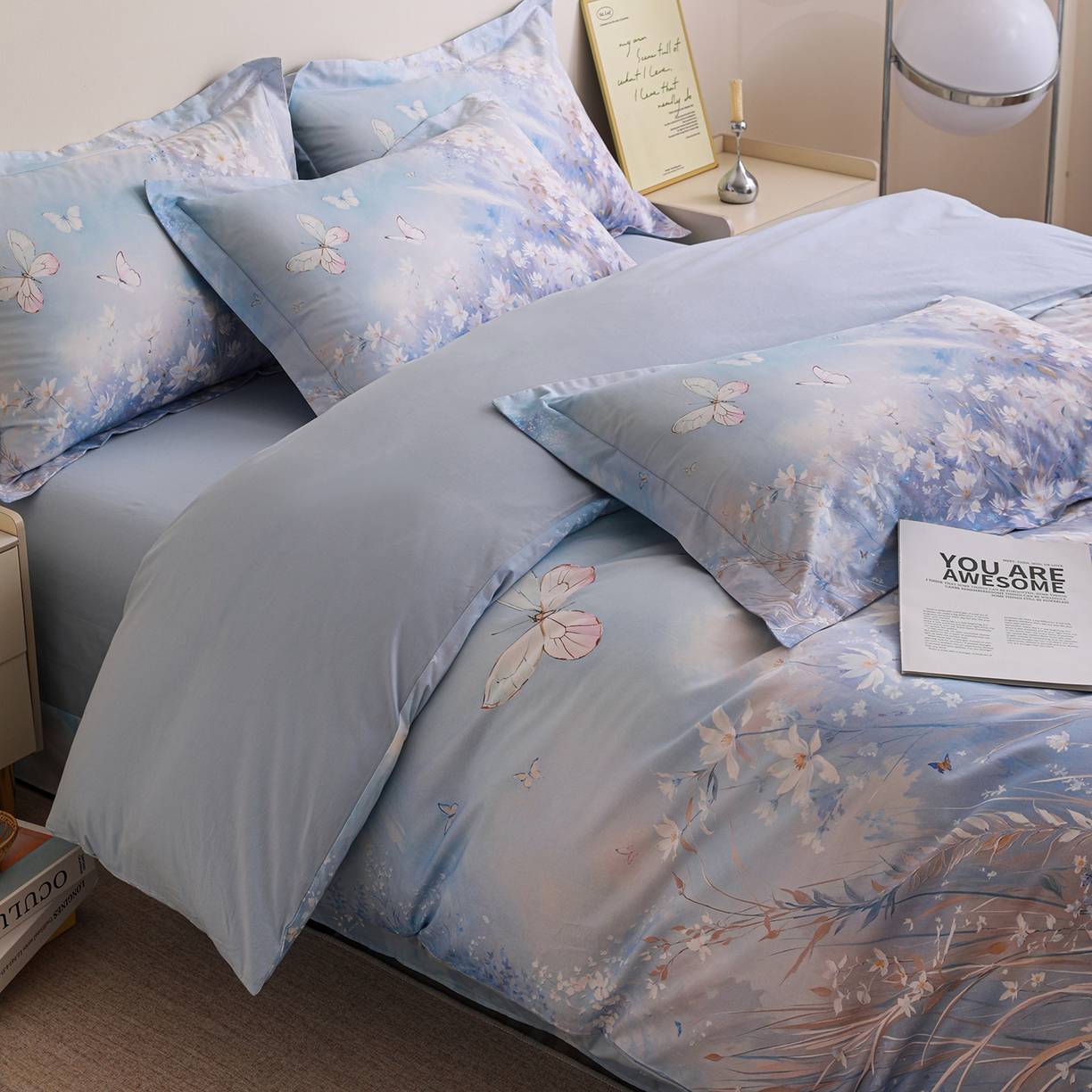 91家纺网 家纺一手货源 找家纺 朵希曼 2026新款全棉纯棉大版定位13376数码印花系列四件套 秋天童话-兰