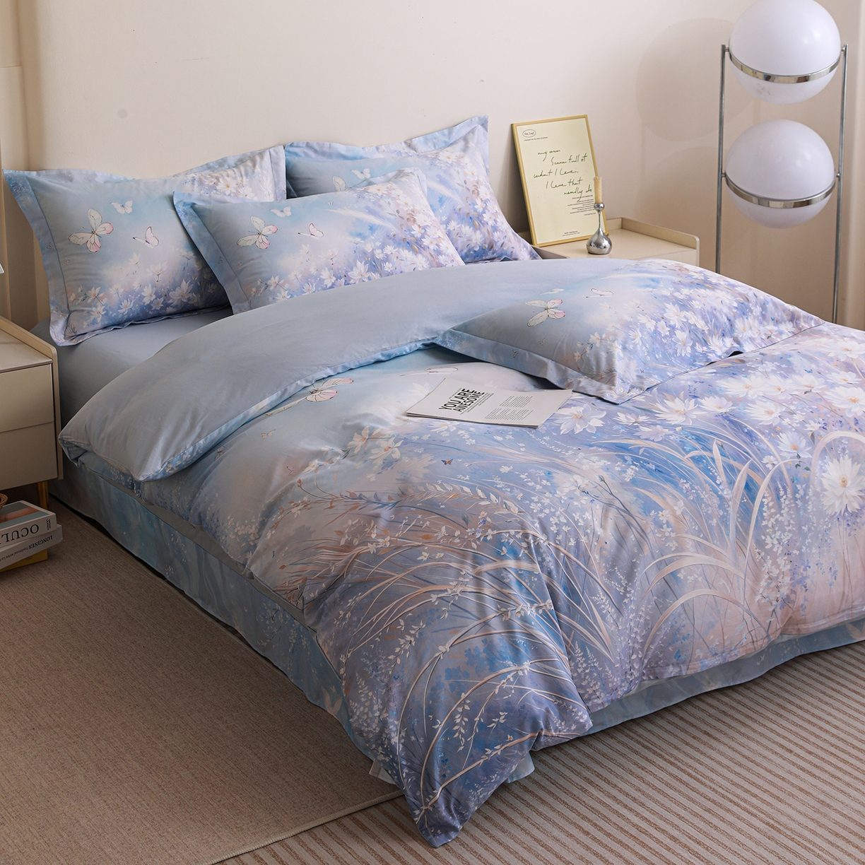 91家纺网 家纺一手货源 找家纺 朵希曼 2026新款全棉纯棉大版定位13376数码印花系列四件套 秋天童话-兰