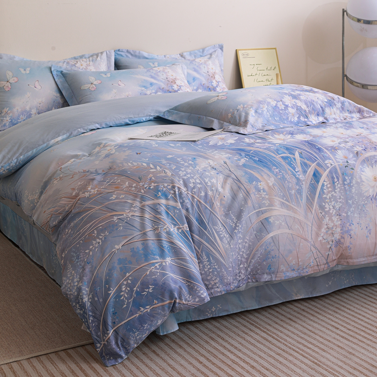 91家纺网 家纺一手货源 找家纺 朵希曼 2026新款全棉纯棉大版定位13376数码印花系列四件套 秋天童话-兰