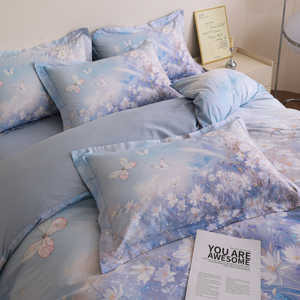 91家纺网 家纺一手货源 找家纺 朵希曼 2026新款全棉纯棉大版定位13376数码印花系列四件套 秋天童话-兰