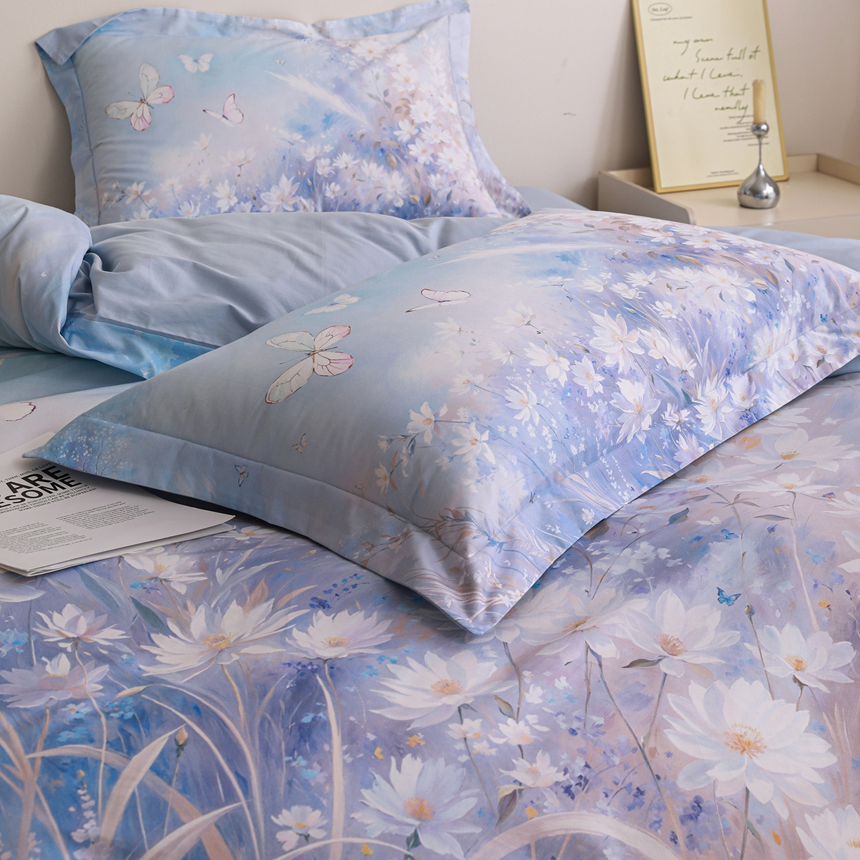 91家纺网 家纺一手货源 找家纺 朵希曼 2026新款全棉纯棉大版定位13376数码印花系列四件套 秋天童话-兰