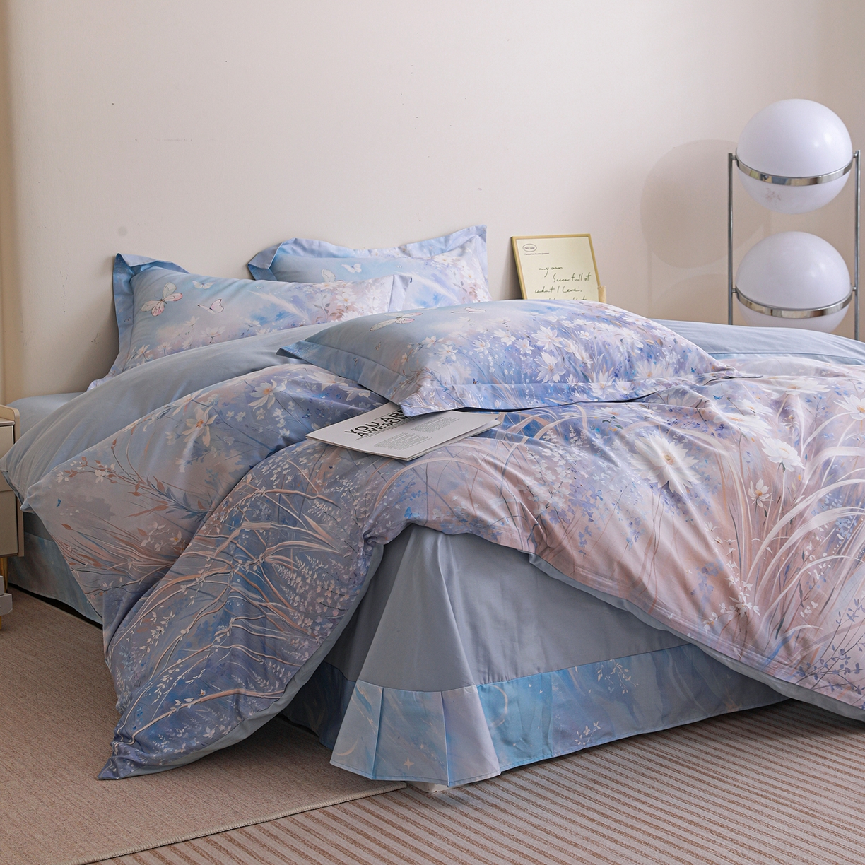 91家纺网 家纺一手货源 找家纺 朵希曼 2026新款全棉纯棉大版定位13376数码印花系列四件套 秋天童话-兰