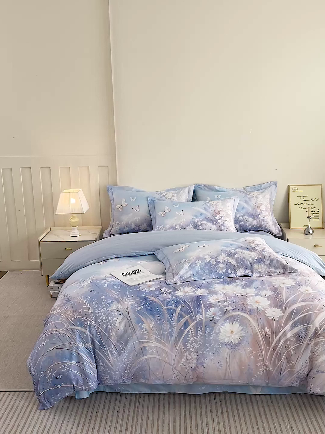 91家纺网 家纺一手货源 找家纺 朵希曼 2026新款全棉纯棉大版定位13376数码印花系列四件套 秋天童话-兰