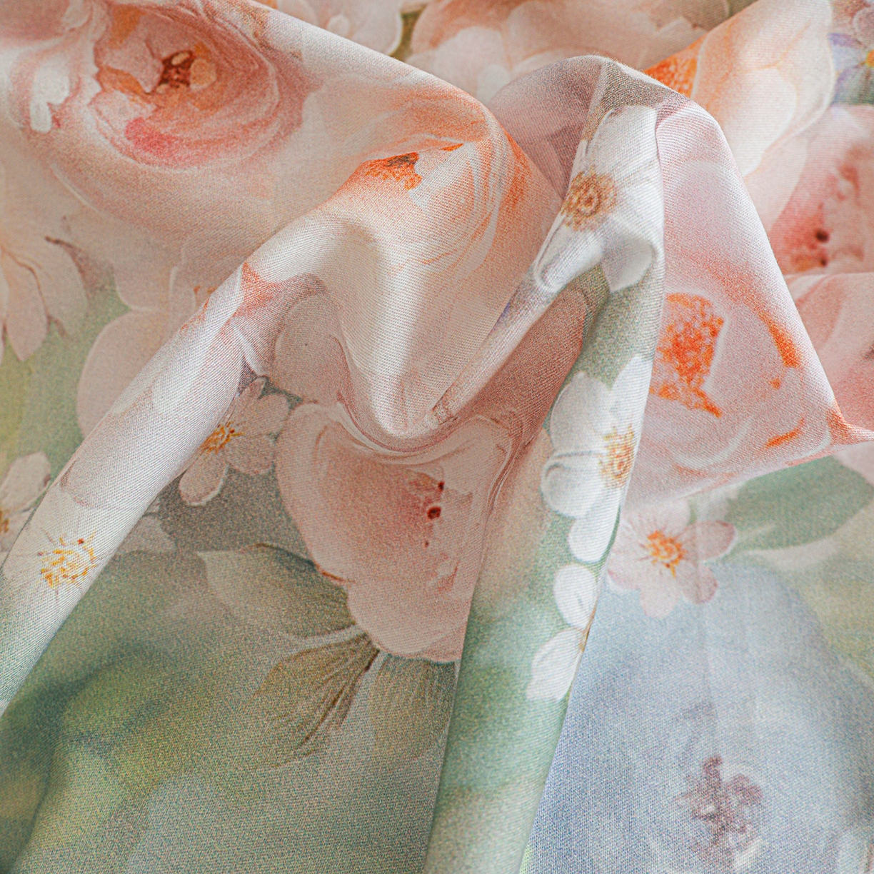 91家纺网 家纺一手货源 找家纺 朵希曼 2026新款全棉纯棉大版定位13376数码印花系列四件套 油画意境-绿