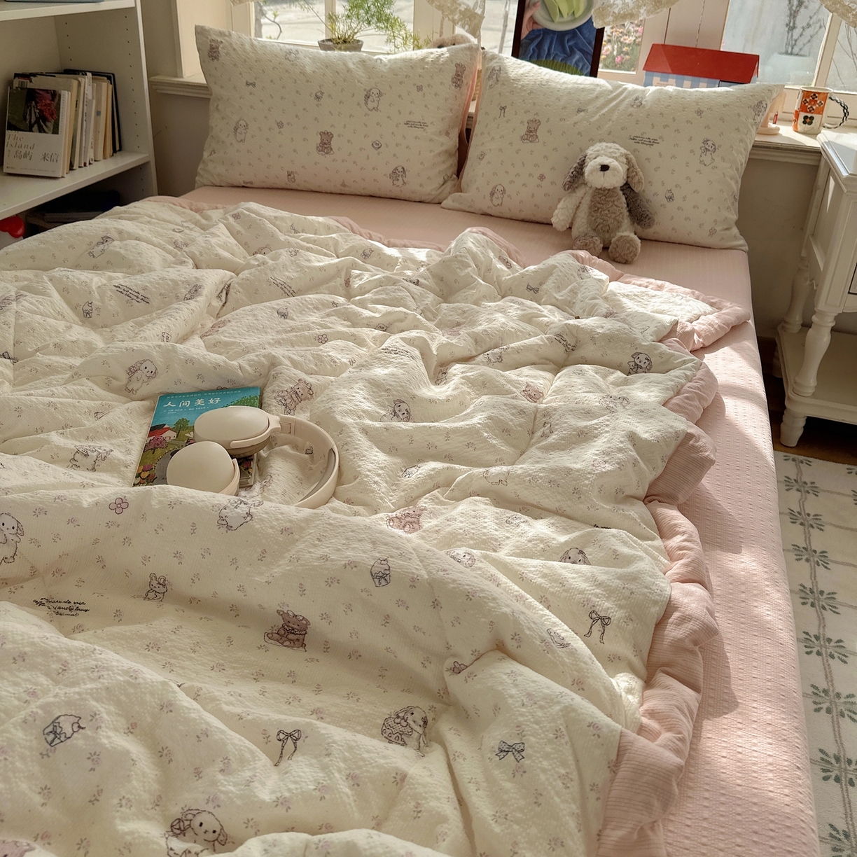 91家纺网 家纺一手货源 找家纺 梵克保罗 2026新款10A抗菌泡芙棉夏被被子被芯 泡芙棉-花间兔语