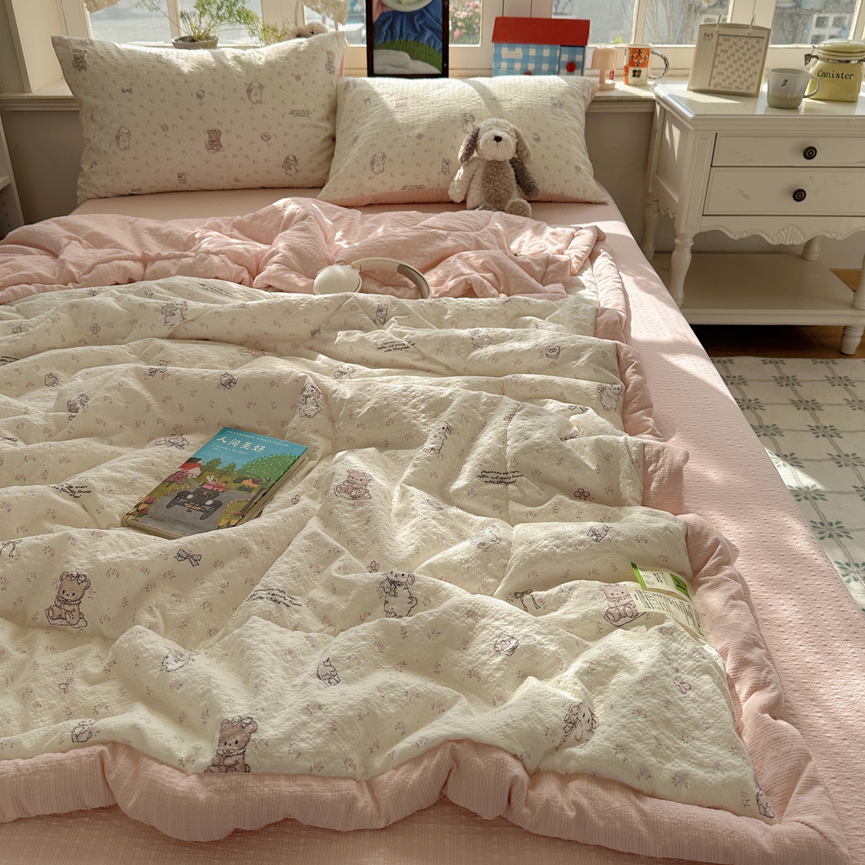 91家纺网 家纺一手货源 找家纺 梵克保罗 2026新款10A抗菌泡芙棉夏被被子被芯 泡芙棉-花间兔语